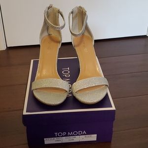 Top Moda Silver Glitter Block Heels, Never worn